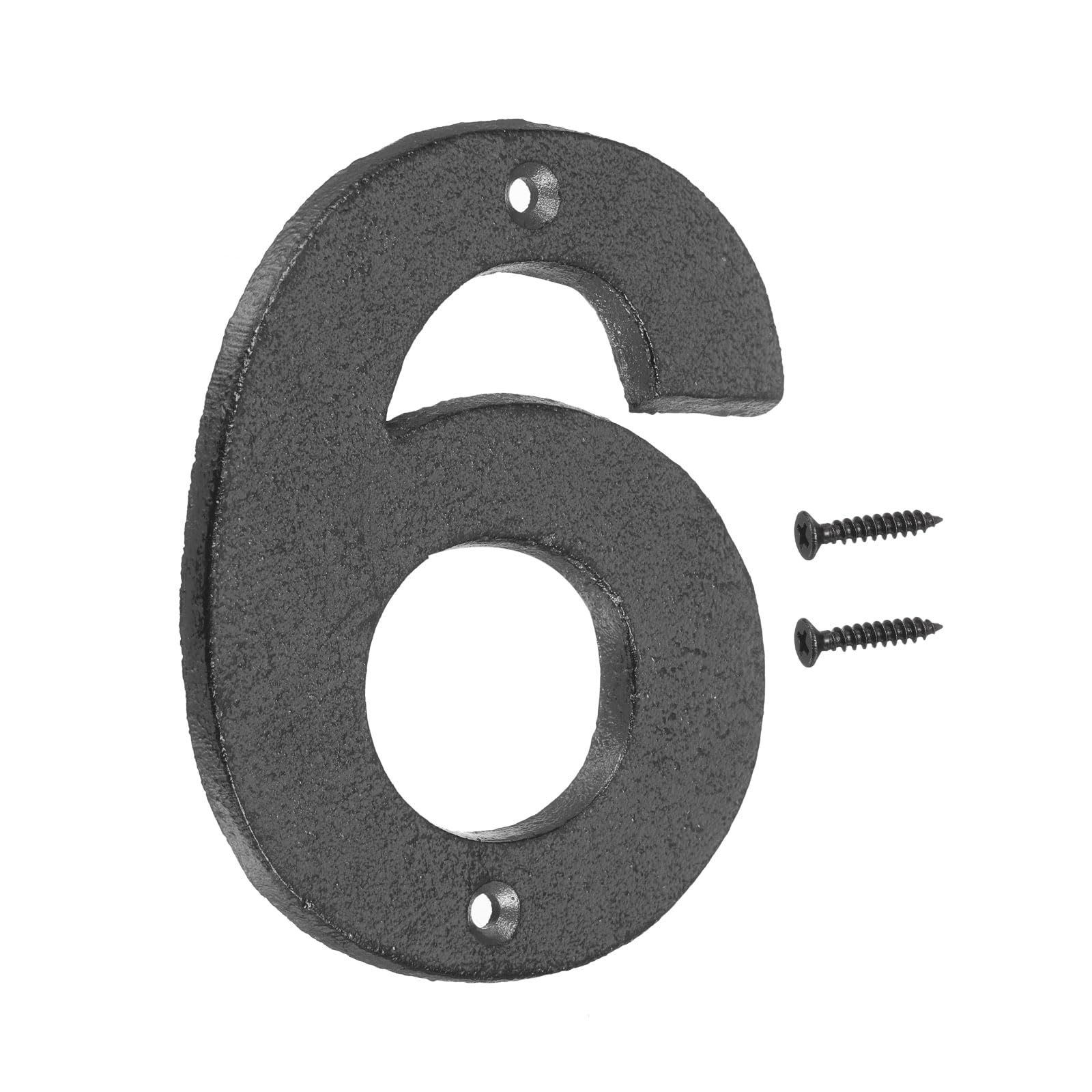 sourcing map House Numbers and Letters, 126mm Cast Iron Metal Vintage Address Numbers for Outside, Solid House Number with Screws for Apartment Office Hotel Room Signs(Number 6)