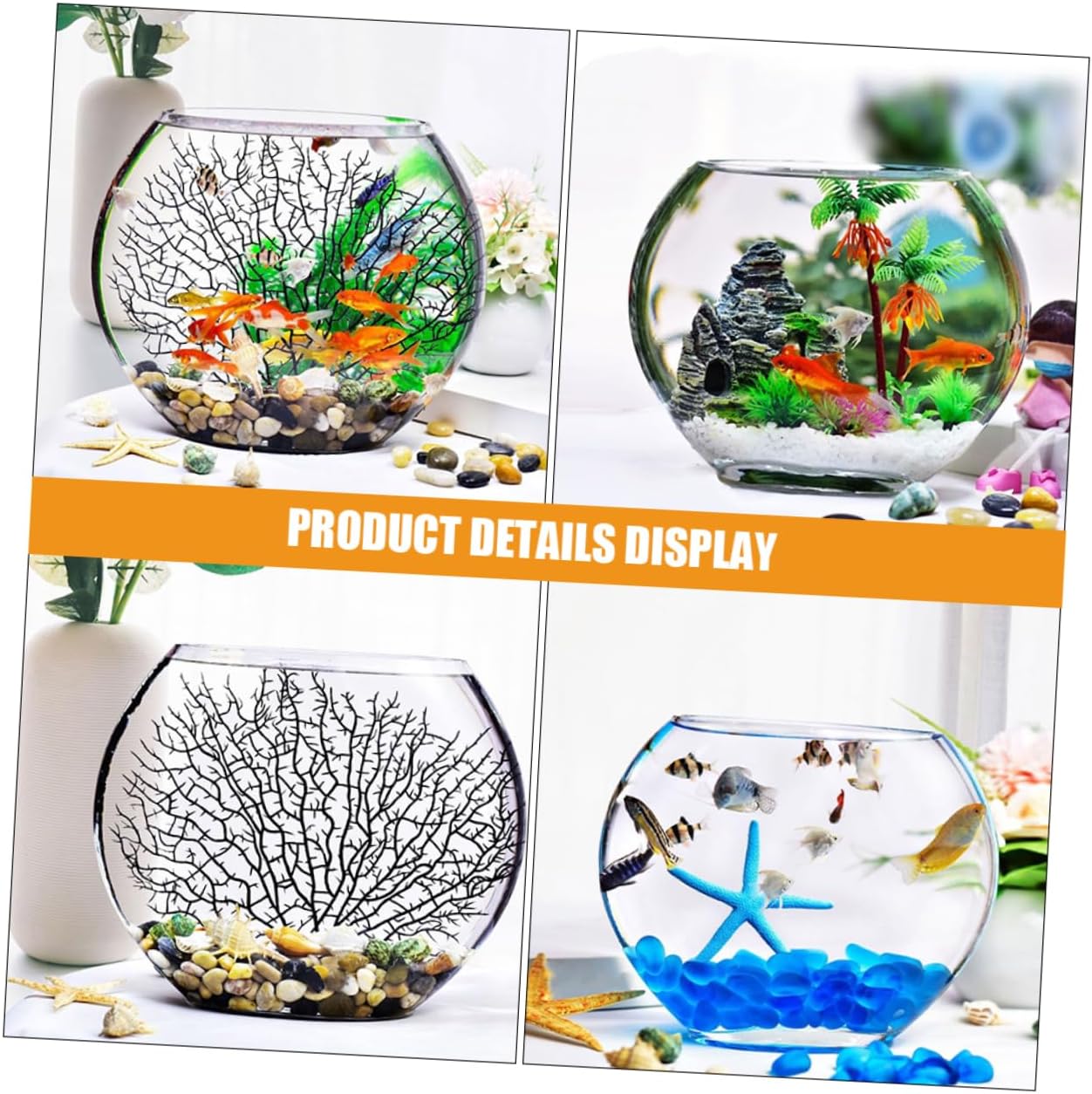 Mipcase Transparent Tabletop Aquarium Tank Multi Function Betta Fish Bowl Terrarium Glass Container for Office Home Decor and Hydroponic Planting Thickened Crack Resistant Material Gift