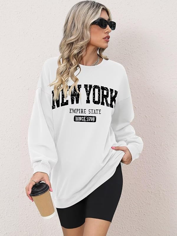 ORANDESIGNE Womens Oversized Graphic Sweatshirt Long Sleeve Crewneck Tops image 4