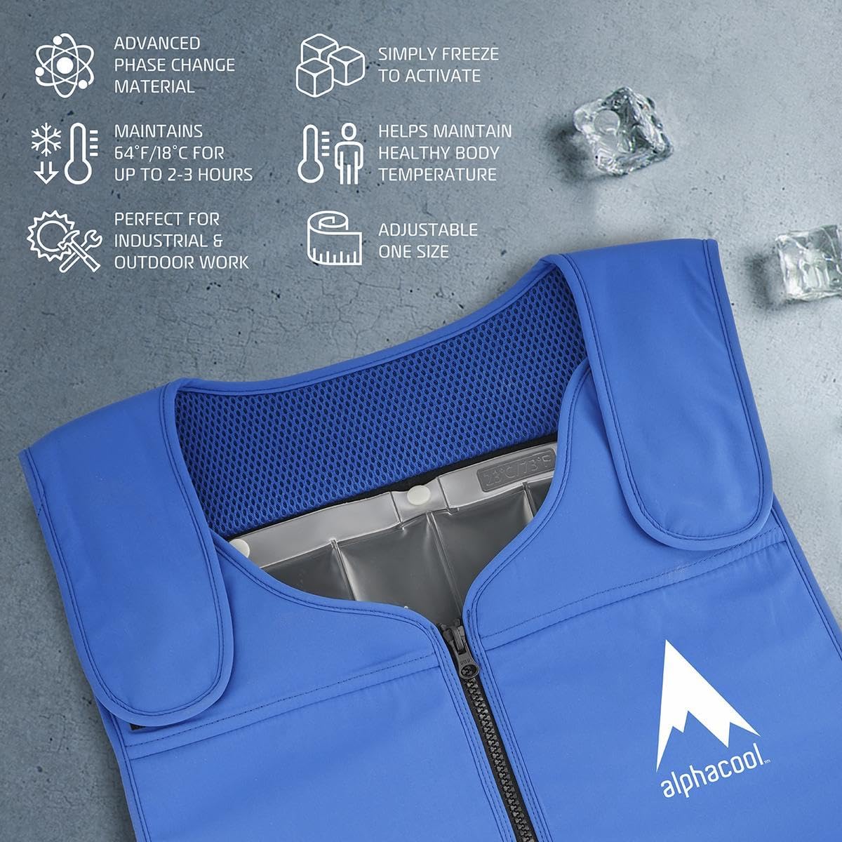 Alphacool Tundra Phase Change Cooling Vest – Summer Sportive Anti-Heat Clothing For Gym, Running, Athletic Activities