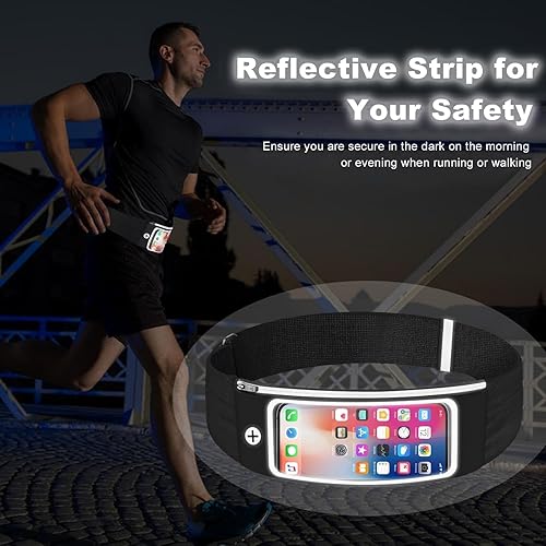 Miniatura 6 de Riñonera para correr con 3 bolsillos, ventana táctil para mujeres y hombres, cinturón de fitness a prueba de sudor para iPhone 15 Pro Max 14 Pro Max