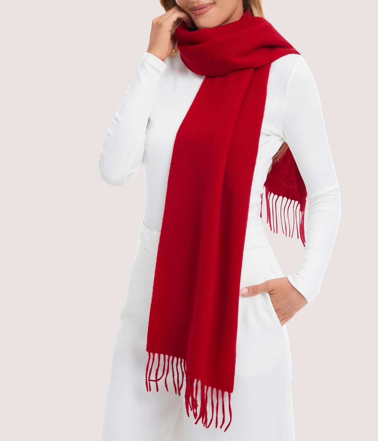 Wool Scarf for Women Men, Merino Wool Scarf Women Winter Cashmere Wrap Oversized Scarves for Cold Weather Travel - Image 4