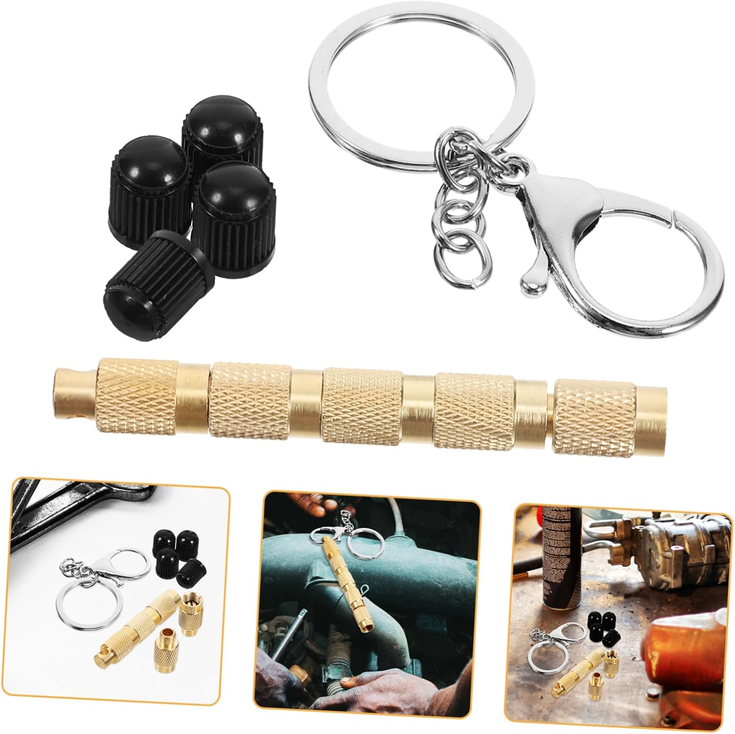 SOLUSTRE 4sets Tire Deflator Tool Kit Automatic Tyre Deflation Valve for Cars Trucks Motorcycles Versatile Valve Tool for Efficient Tire Pressure and Maintenance