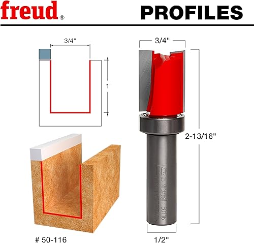 Miniatura 2 de Broca 50-098 de 516 pulgadas x 1 pulgada para el cojinete superior, de recorte a ras, mango de 14 pulgadas, de Freud