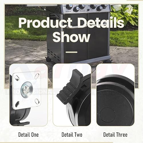 Miniatura 6 de Paquete de 4 ruedas de bloqueo 69828 compatibles con parrillas de gas Weber Spirit serie 200300 (2013-20172019) con controles "arriba delanteros"