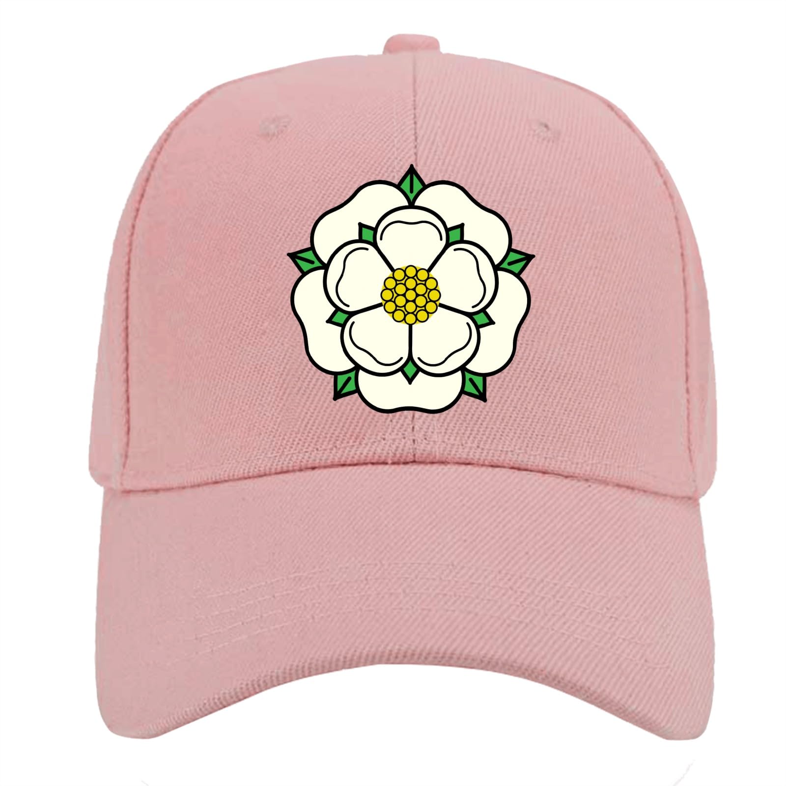 Nuanua Unisex Pink White Yorkshire Rose Baseball Caps Graphic Dad Hats For Women Gift For Mom, One Size