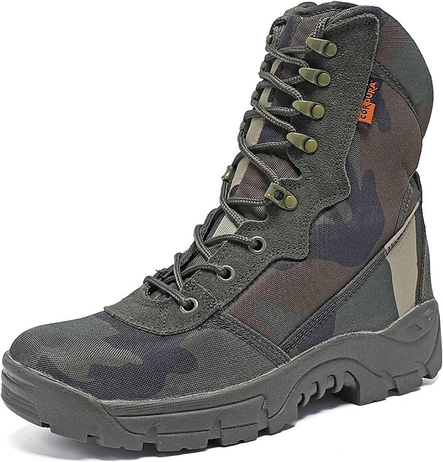 Wcxixo Woodland Camouflage Training Boots for Men, Soft and Comfort High-top Non-Slip Breathable Tactical Boots, for Outdoor Durable Rubber Sole Hiking Shoes