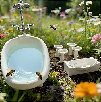 Bee Watering Station for Garden - Outdoor Pollinator Feeder for Bees Butterflies Mini Bathtub & Sink, bee Pool,Wildlife Water Station,Outdoor Garden Yard Decor Accessory