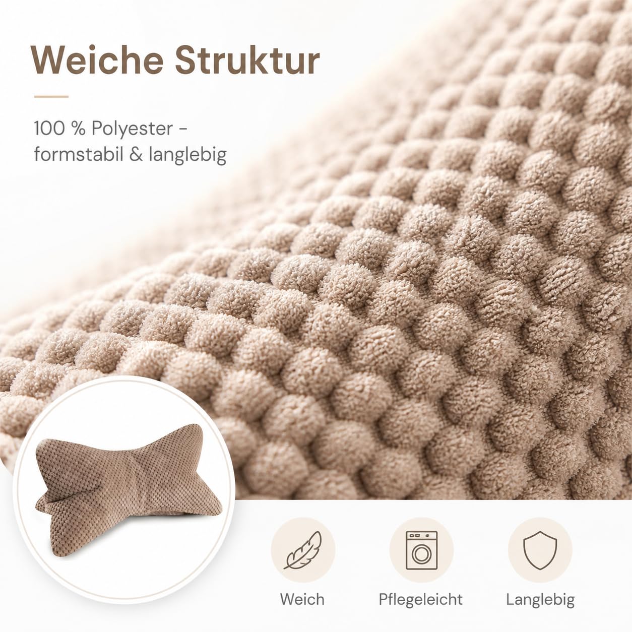 ReWu Leseknochen Rosé, 41,6 x 25 x 16 cm | Ergonomisches Stützkissen