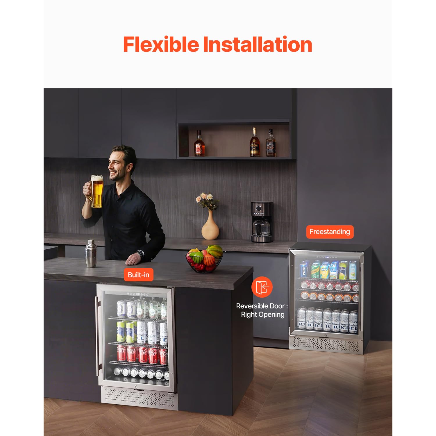 Happybuy Beverage Refrigerator Cooler - The Perfect Drink Storage Solution! This 154 - Can Capacity Mini Fridge Features A Glass Door, Adjustable Shelves, And Digital Temperature Control on Fridge.com - View 5