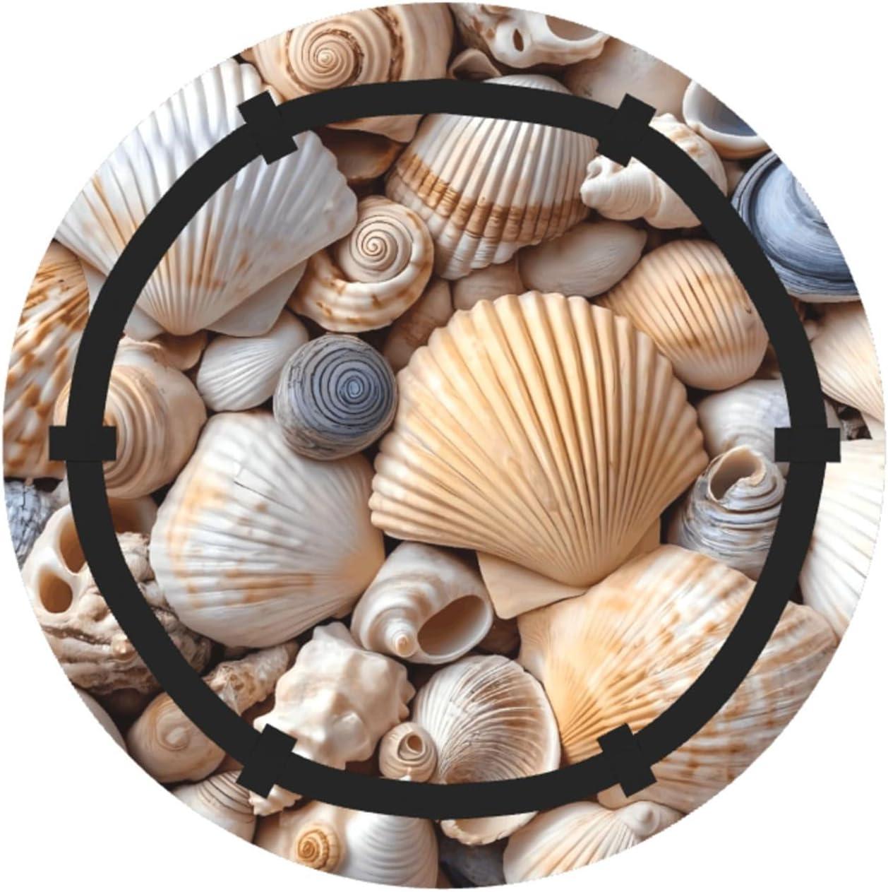Sea Shells Pattern Foldable Camping Tote Bag Picnic Blanket Bag Portable Beach Mat Tote Waterproof Outdoor Picnic Mat Carry Bag