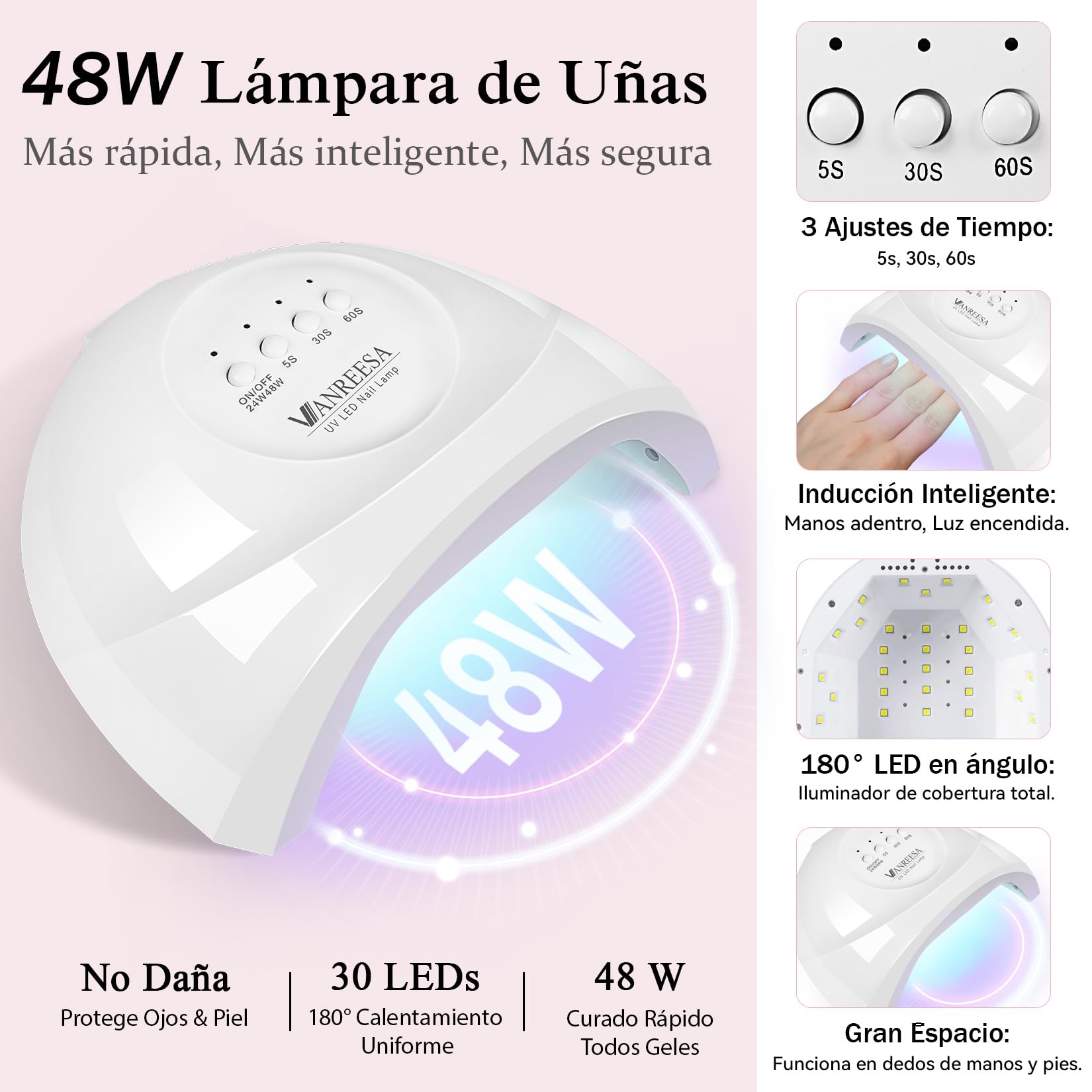 VANREESA Kit Uñas Semipermanentes, 35 Colores Pintauñas Semipermanentes con Base Top Coat Lampara UV 48W, Taladro Eléctrico Profesional para Uñas y Herramientas Manicura, Regalo para Principiantes