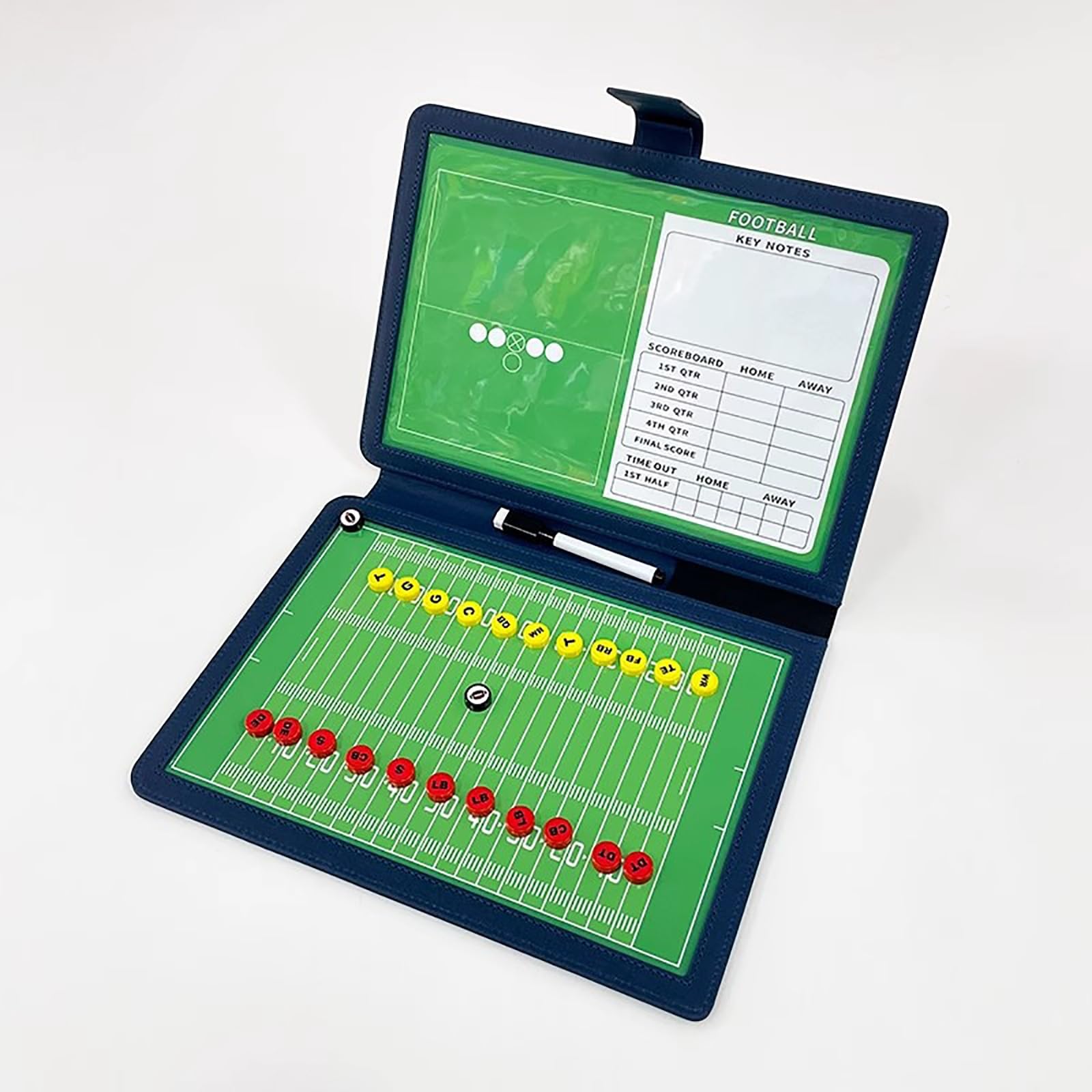 Magnetyczna Tablica Trenerska do Rugby, Dwustronny, Suchościeralny Schowek do Rugby, Składana Konstrukcja, Łatwa w Użyciu, z 2 Wymazywalnymi Długopisami, Zawodów I Treningów
