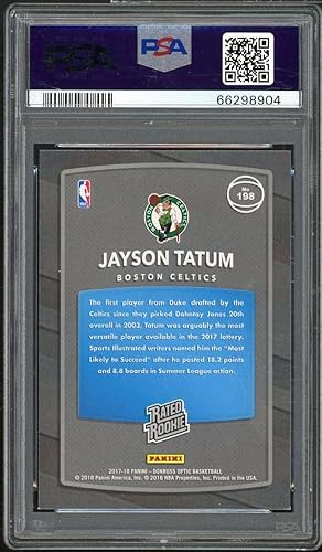 Miniatura 2 de Jayson Tatum Rookie Card 2017-18 Panini Donruss #198 PSA 9