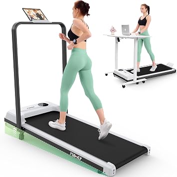 FUNMILY Walking Pad Treadmill with Incline and Handle Bar, Foldable Treadmill for Home Office, Folding Walking Pad Treadmills with Remote Control, LED Screen