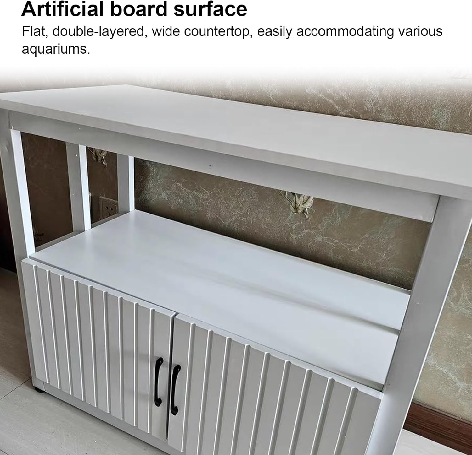 Fish Tank Rack with Storage Cabinet, Aquarium Stand, with Doors and Shelves, Reptile Tank Stand for Living Room, Restaurant(White,80x50x70cm)