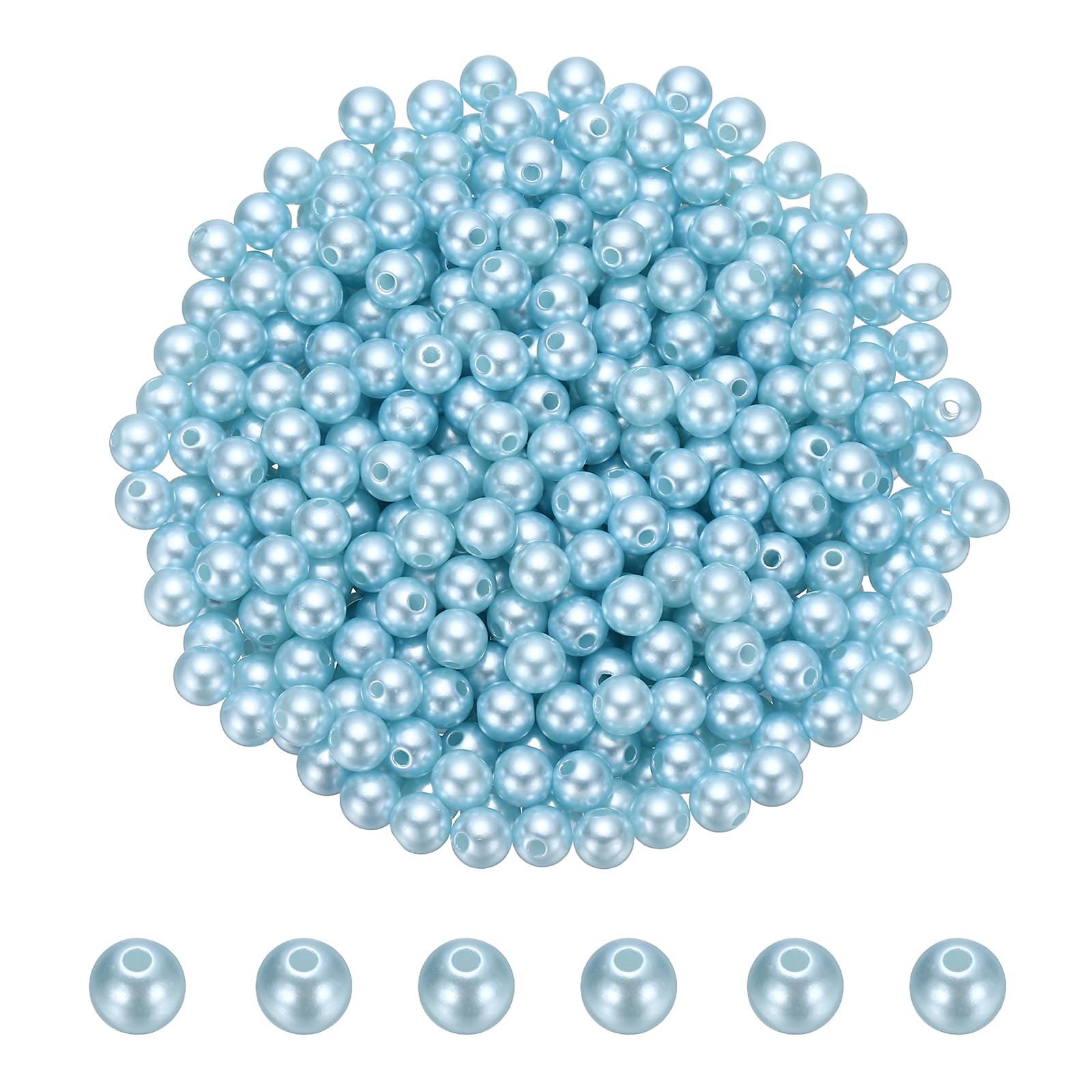 PATIKIL 6mm Colored Pearls, 500Pcs Pearl Beads for Jewelry Making Round ABS Craft Beads with Holes for Jewelry Making DIY Crafts Necklace Bracelet Earring Sewing Home Decor, Light Blue โ image 1
