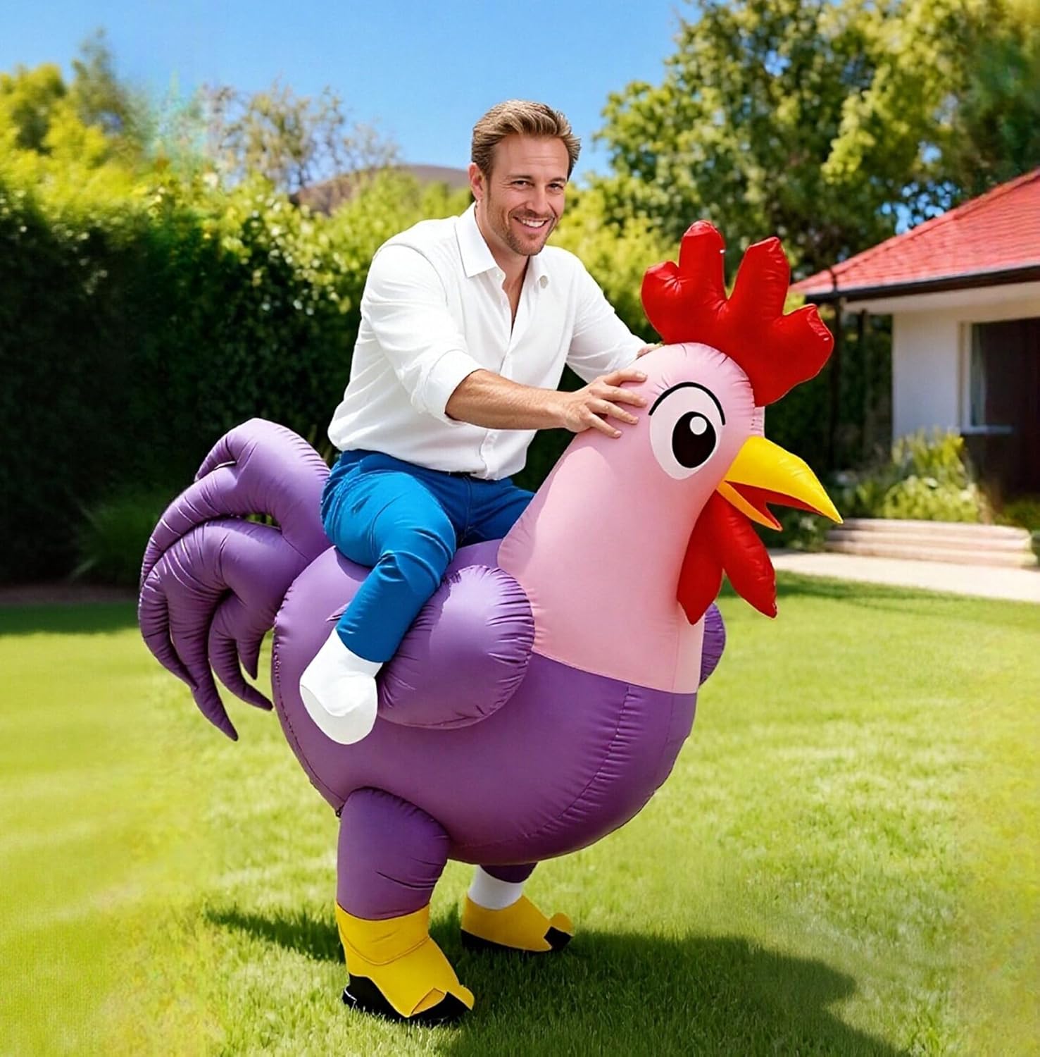 Inflatable Halloween Costumes for Adult Chicken Costume for Halloween Funny Riding Costume Men Women Cosplay Party - Image 5