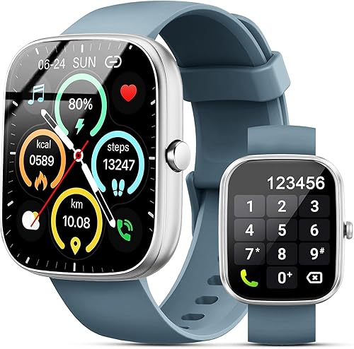 Reloj inteligente, SmartWatch para hombres y mujeres, pantalla táctil HD, respuesta/hacer llamadas, IP68 impermeable 120+ rastreador de actividad