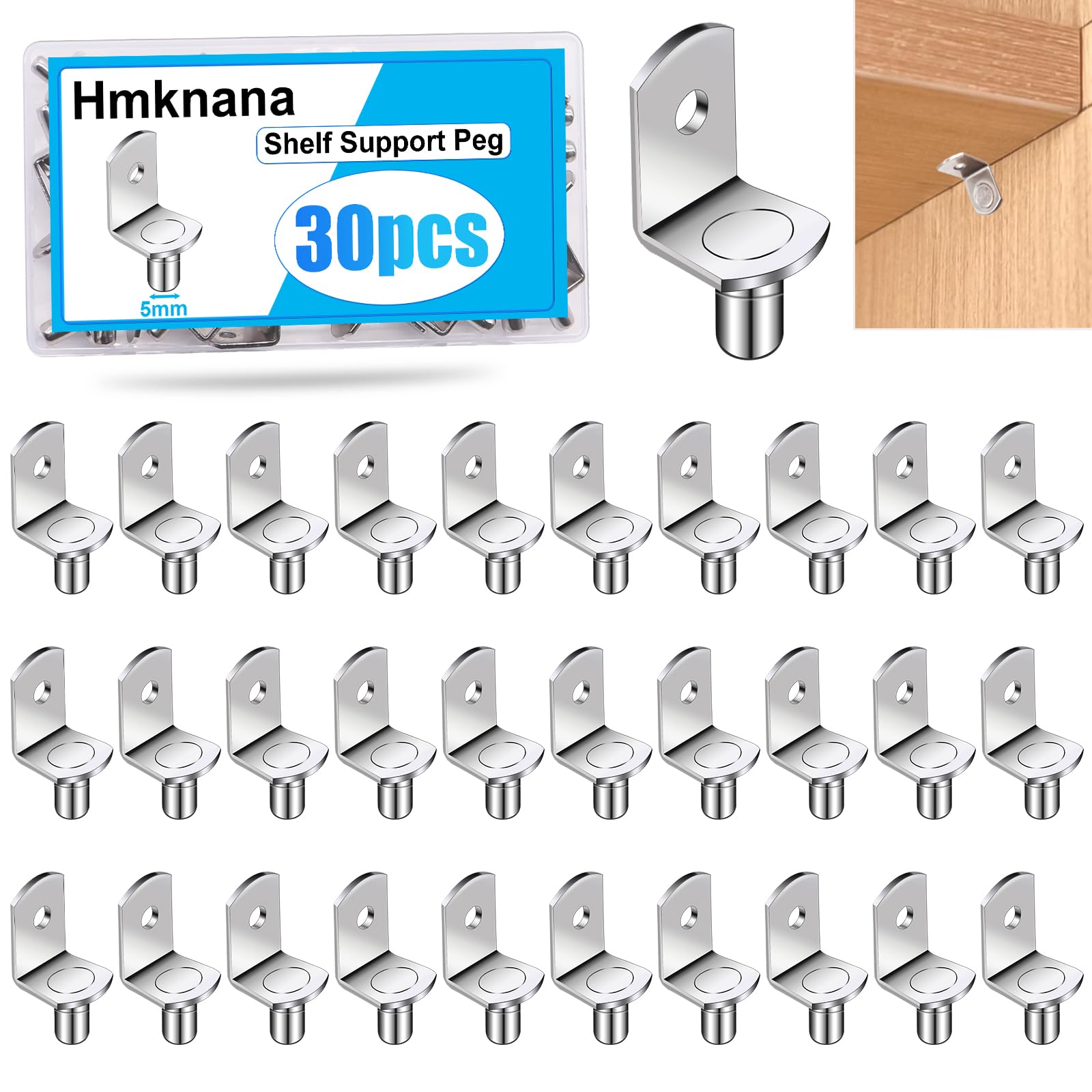 100PCS 4 Styles Shelf Pins Kit - Nickel Plated Shelf Bracket Pegs & Shelf Support Pins,Dowel Pin and Shelf Holders for Shelves Cabinet Furniture Closet etc — Amazon image 7