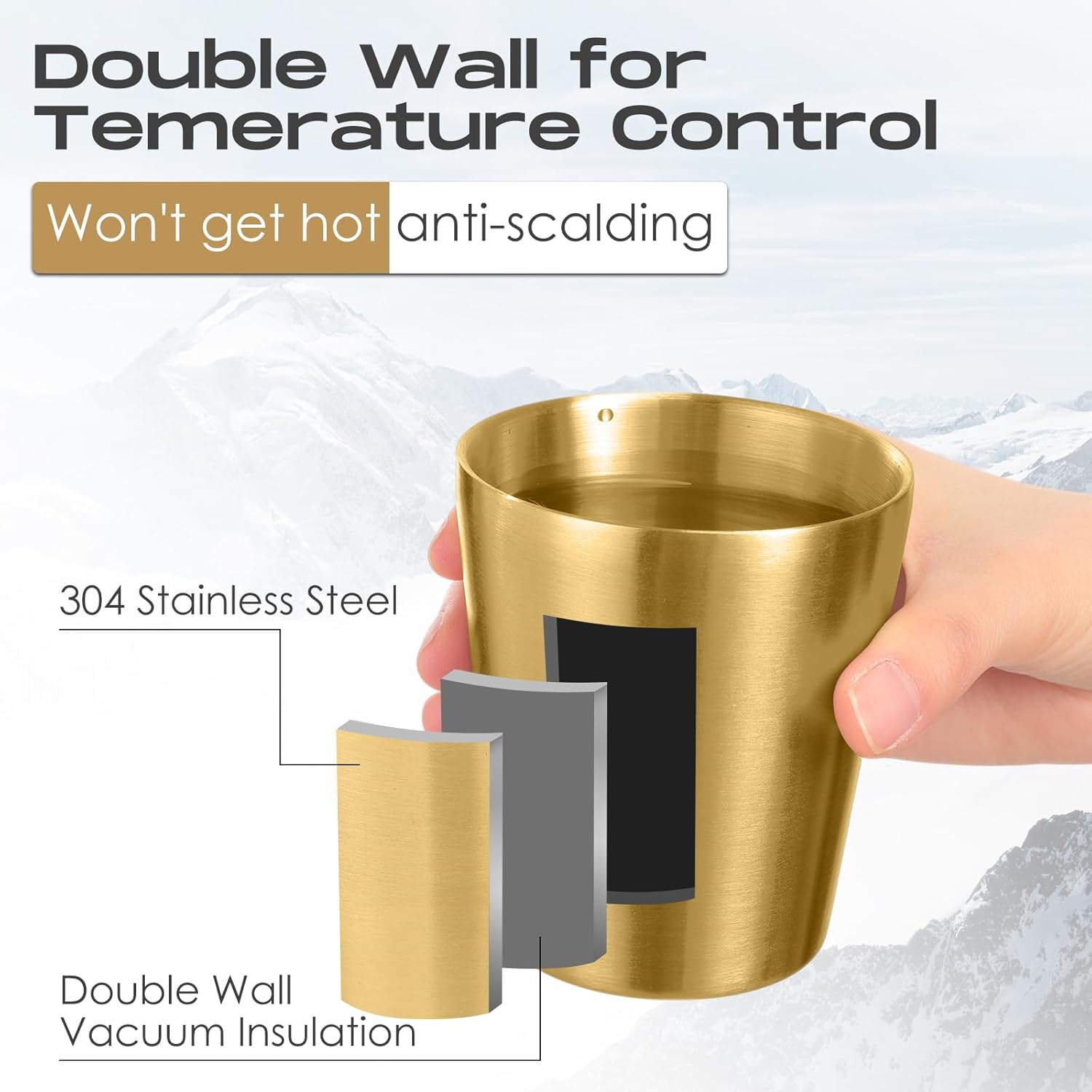 Mimorou 8 Pack Stainless Steel Insulated Cup 8.8 oz Metal Tumbler Double Wall Vacuum Water Glasses Camping Reusable Mugs BBQ Home Office Party Coffee(Gold) - Image 4