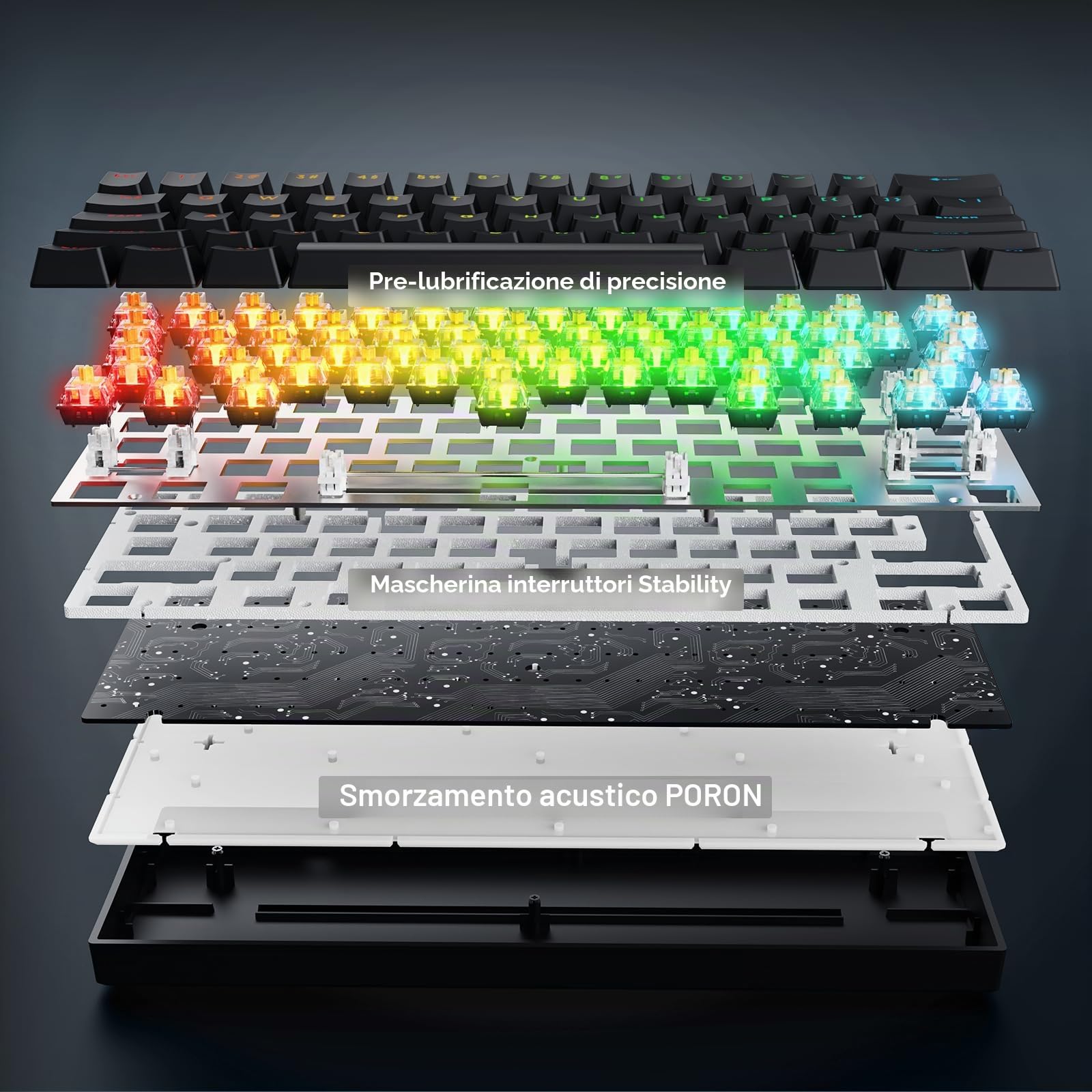 MCHOSE ACE60 HE Tastiera 8000Hz Rapid Trigger, Precisione RT da 0,01 mm, Tastiera Gamer cablata 60% con Interruttore Magnetico, Azionamento Regolabile, SOCD e Snap Key, Nero