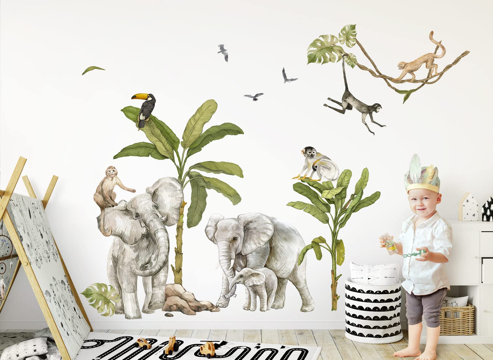 Grandora XXL Wandsticker Set Safari Baum Tiere Wandtattoo für Kinderzimmer DL770-5