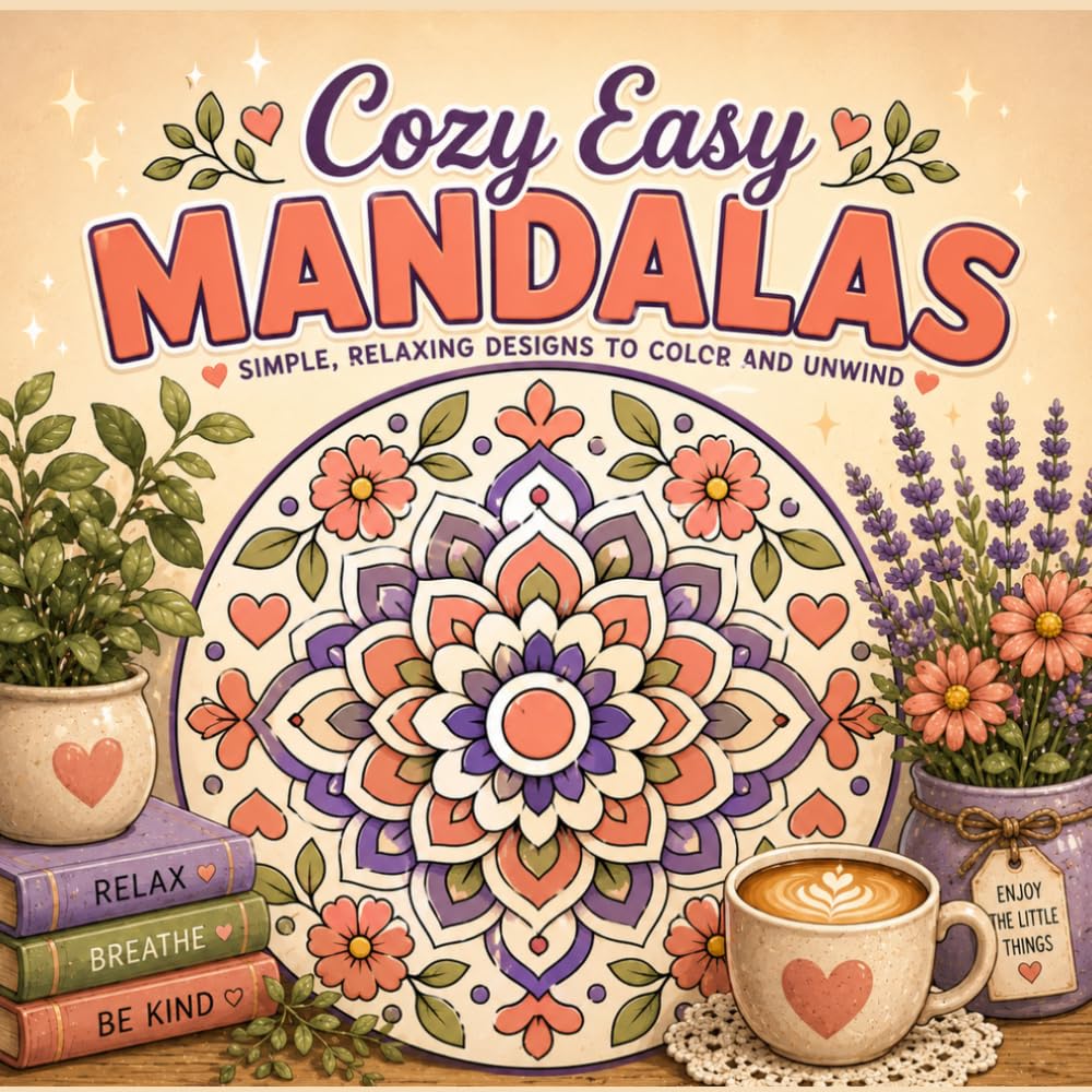 Cozy Easy Mandalas: Simple, Relaxing Designs to Color and Unwind