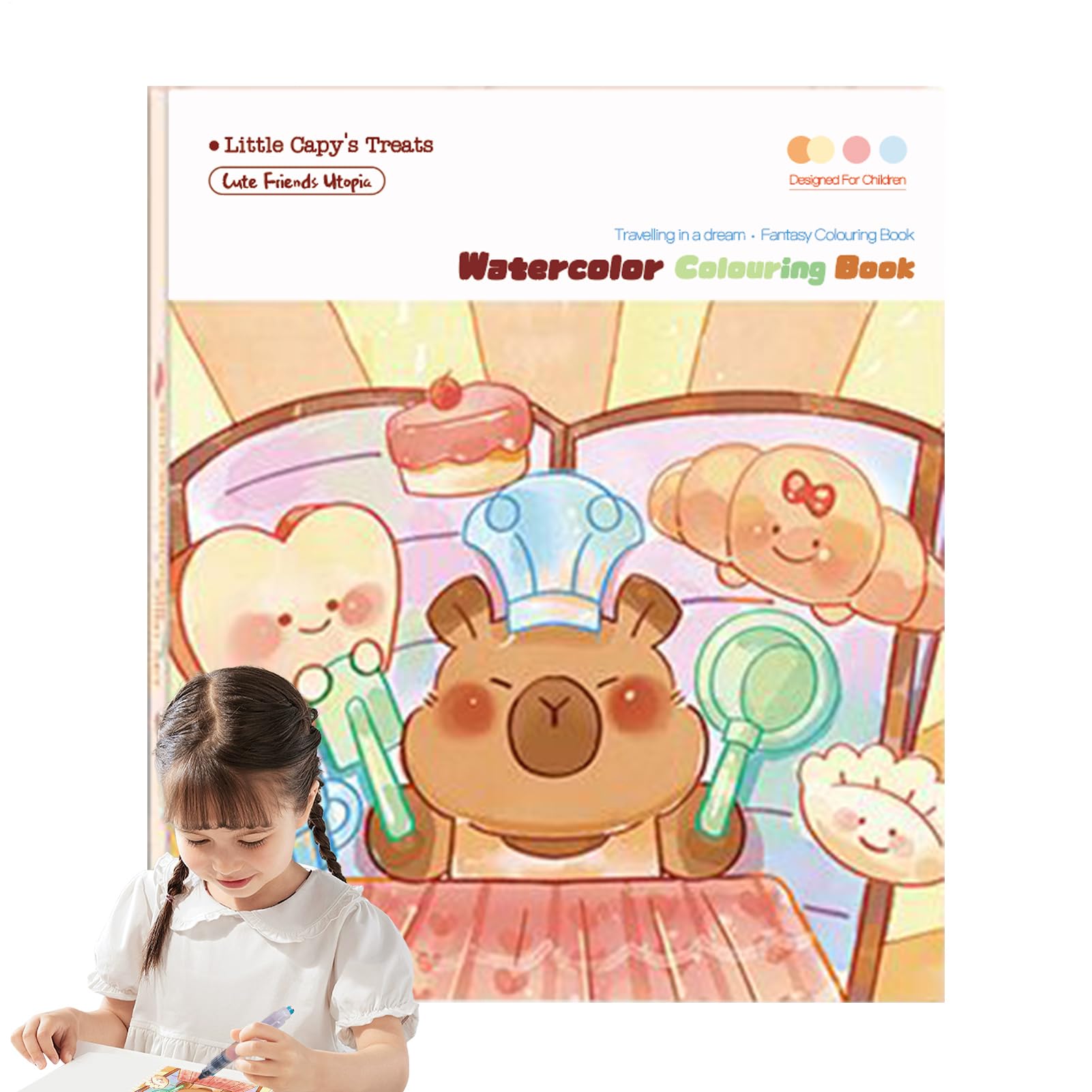 Libro de acuarela para principiantes y niños con pincel integrado 8