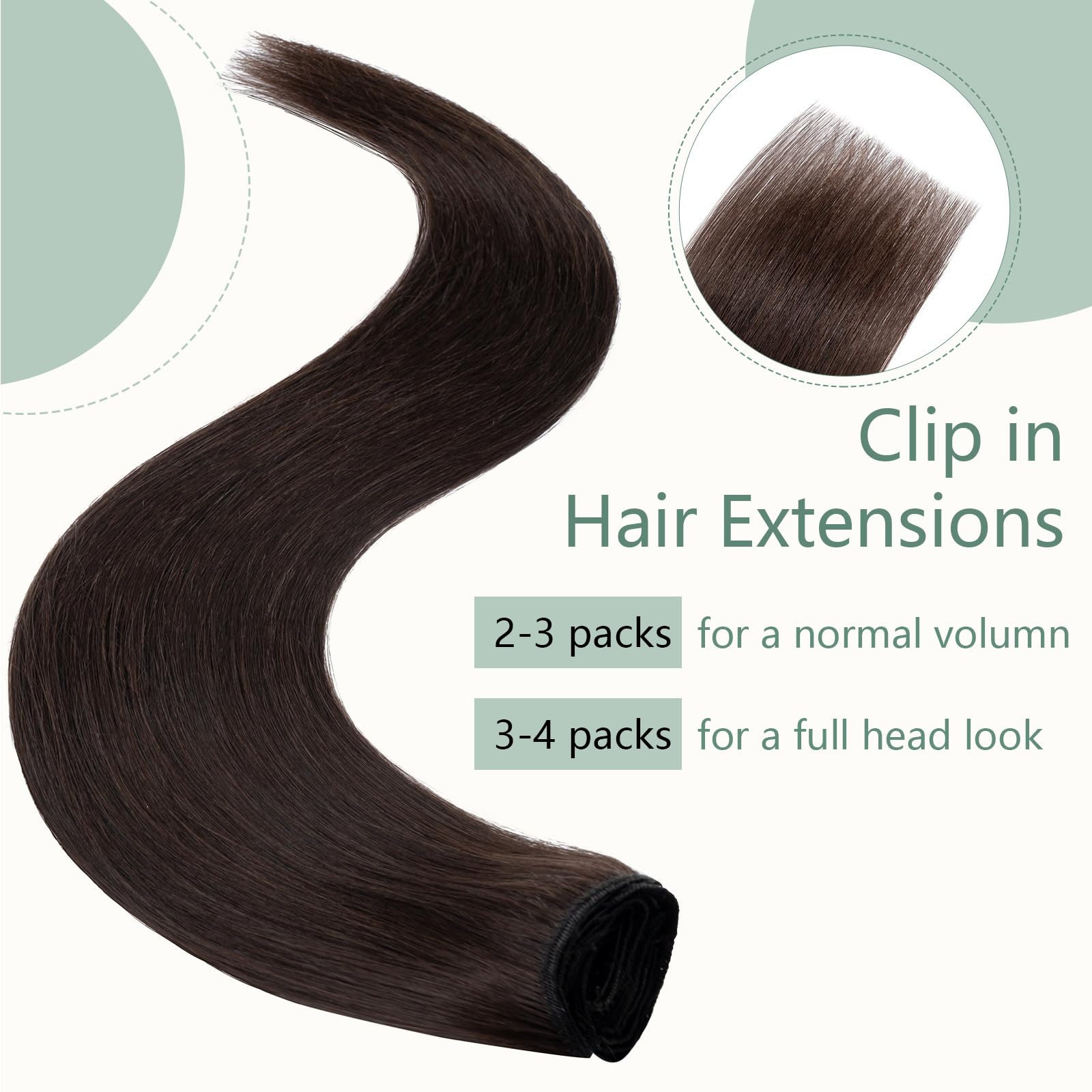 Rich Choices Hair Extensions Clip in Human Hair Dark Brown 8 Inch Invisible Straight Remy Real Hair Extensions Clip in - Image 2