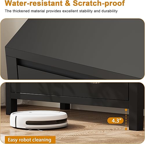 Miniatura 5 de GAOMON Gabinete de almacenamiento retro, gabinete de buffet de 30.1 pulgadas con puertas de vidrio estriado, estación de almacenamiento de barra de