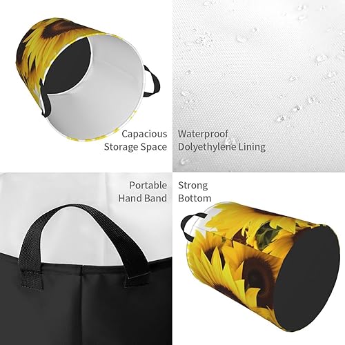 Miniatura 4 de Cesta circular con estampado de girasol, impermeable, organizador de almacenamiento, cesta de lavandería con asas para ropa, juguetes, tamaño mediano