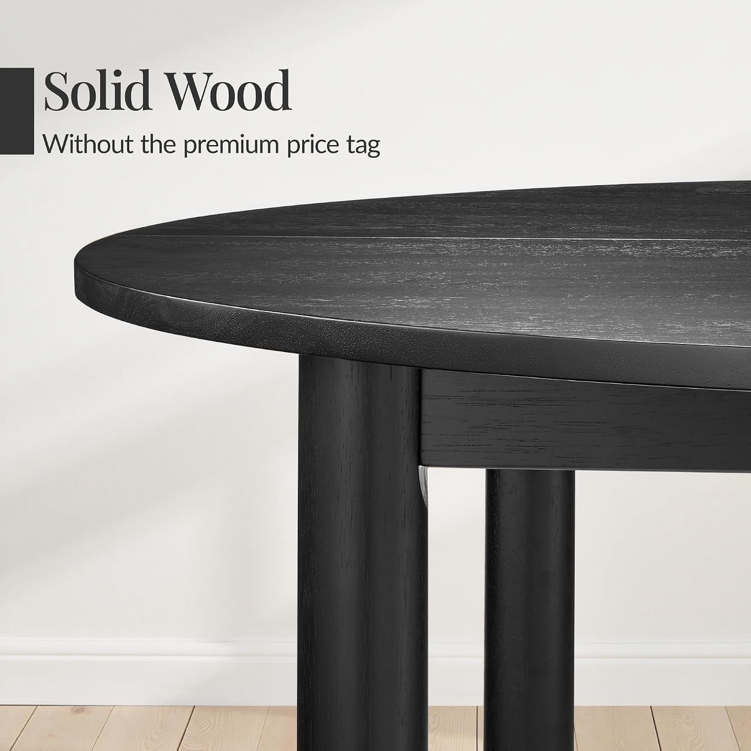 Best Choice Products Solid Wood Dining Table for 4-6, Kitchen Table, 47" Round Table, Modern Farmhouse, Space Saving for Dining Room, Kitchen, Or Living Room, Easy Assembly - Black