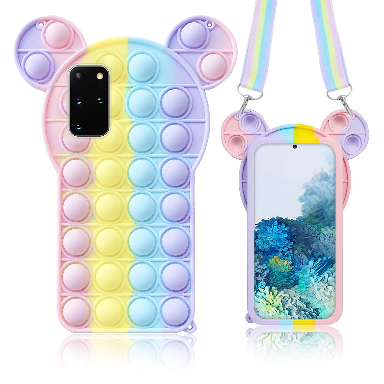 Silikon-Hülle Für Samsung Galaxy S20 Ultra – Mit Push-Pop-Blasen, Regenbogen-Design, Stressabbau & Schutz