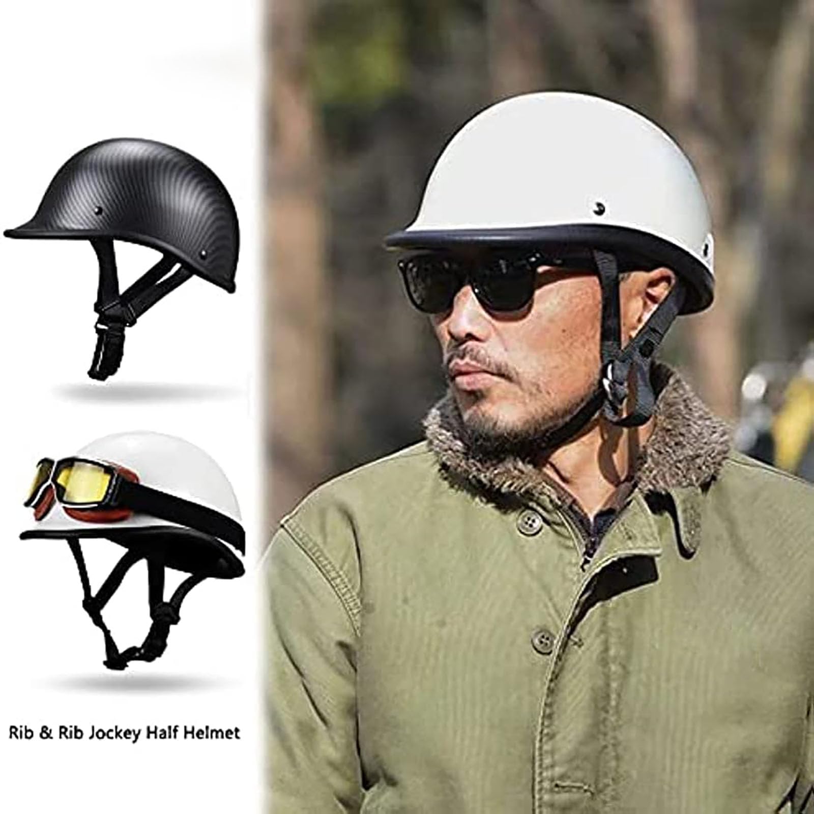 Połowa kasku motocyklowego w stylu retro, w stylu niemieckim, cienki czepek z trupią czaszką, otwarty kask motocyklowy półskorupa do motoroweru, skutera, skutera, skutera, skutera, ATV, kask z