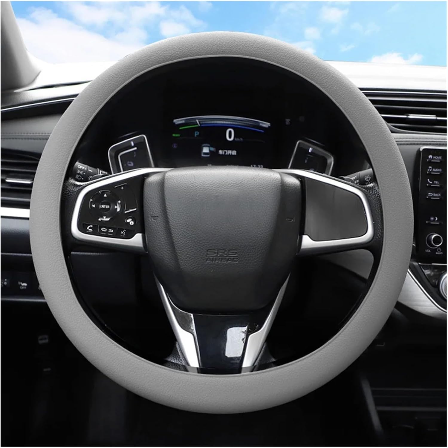 Car Steering Wheel Covers Car Summer Silicone Steering Wheel Cover Elastic Glove Texture Soft Auto Decoration DIY Accessories Wheel Steering Protector(Black)