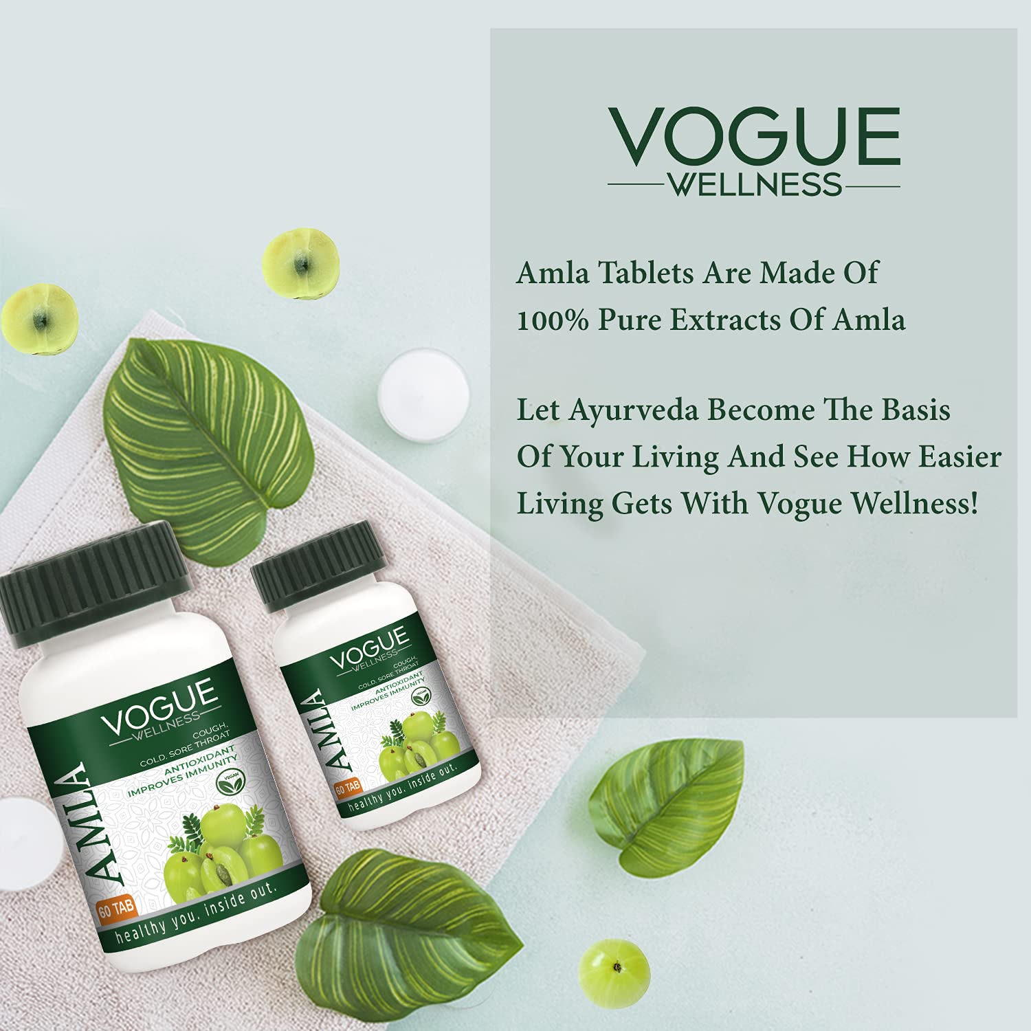 Vogue Wellness Amla Tablets Pure Herbs Antioxidant & Improves Immunity - (60 Tablets) - Image 6 thumbnail