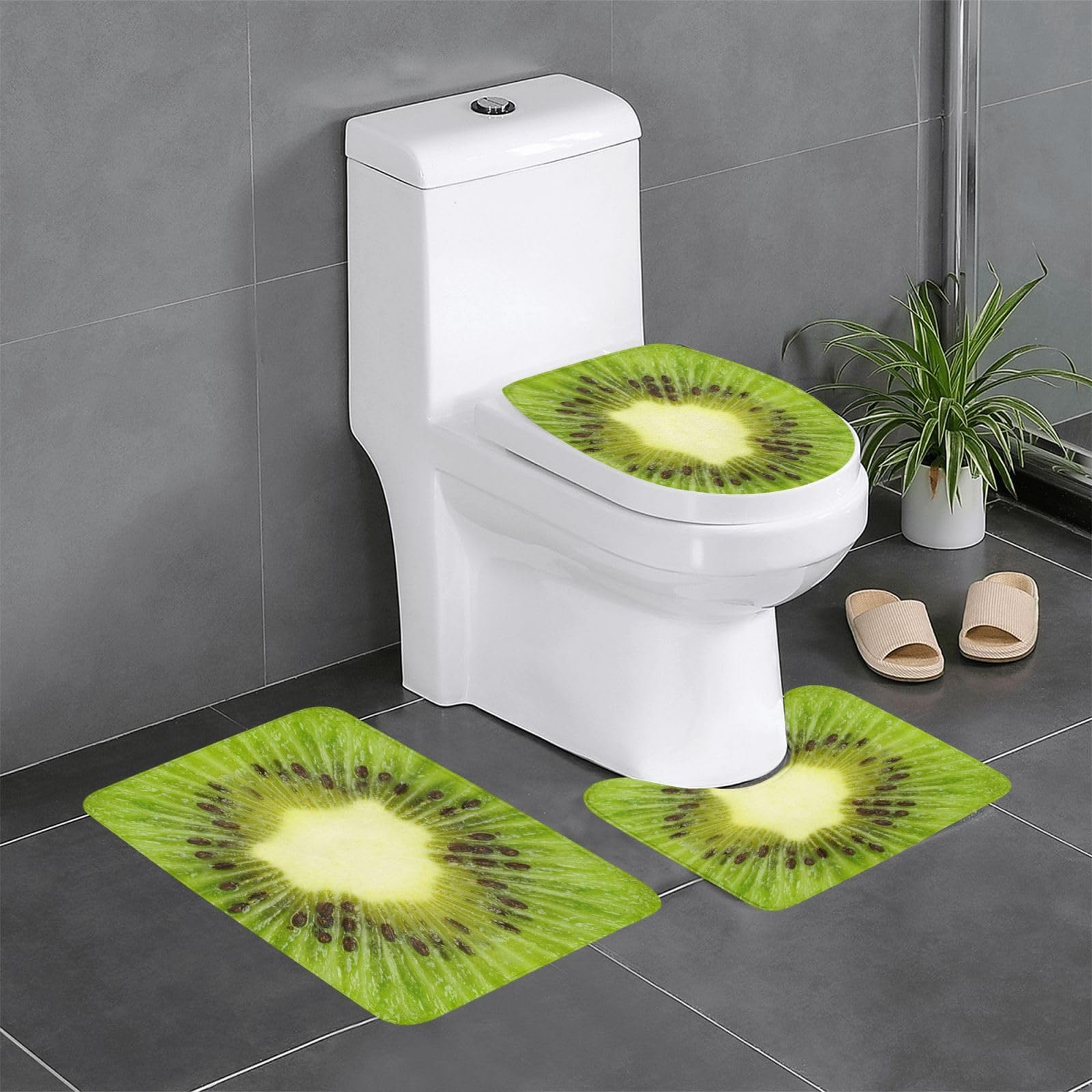 Paillasson absorbant kiwi et tapis de douche pour une routine matinale fraîche