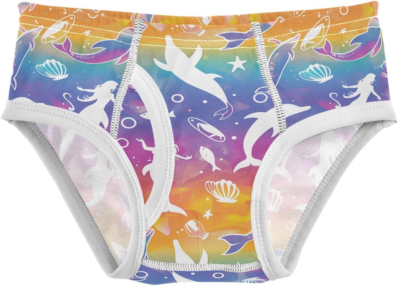 visesunny Rainbow Shell Mermaid Potty Training Underwear Boys Toddler Cotton Soft Brief Size 2T-8Y for Kids 2-8Y