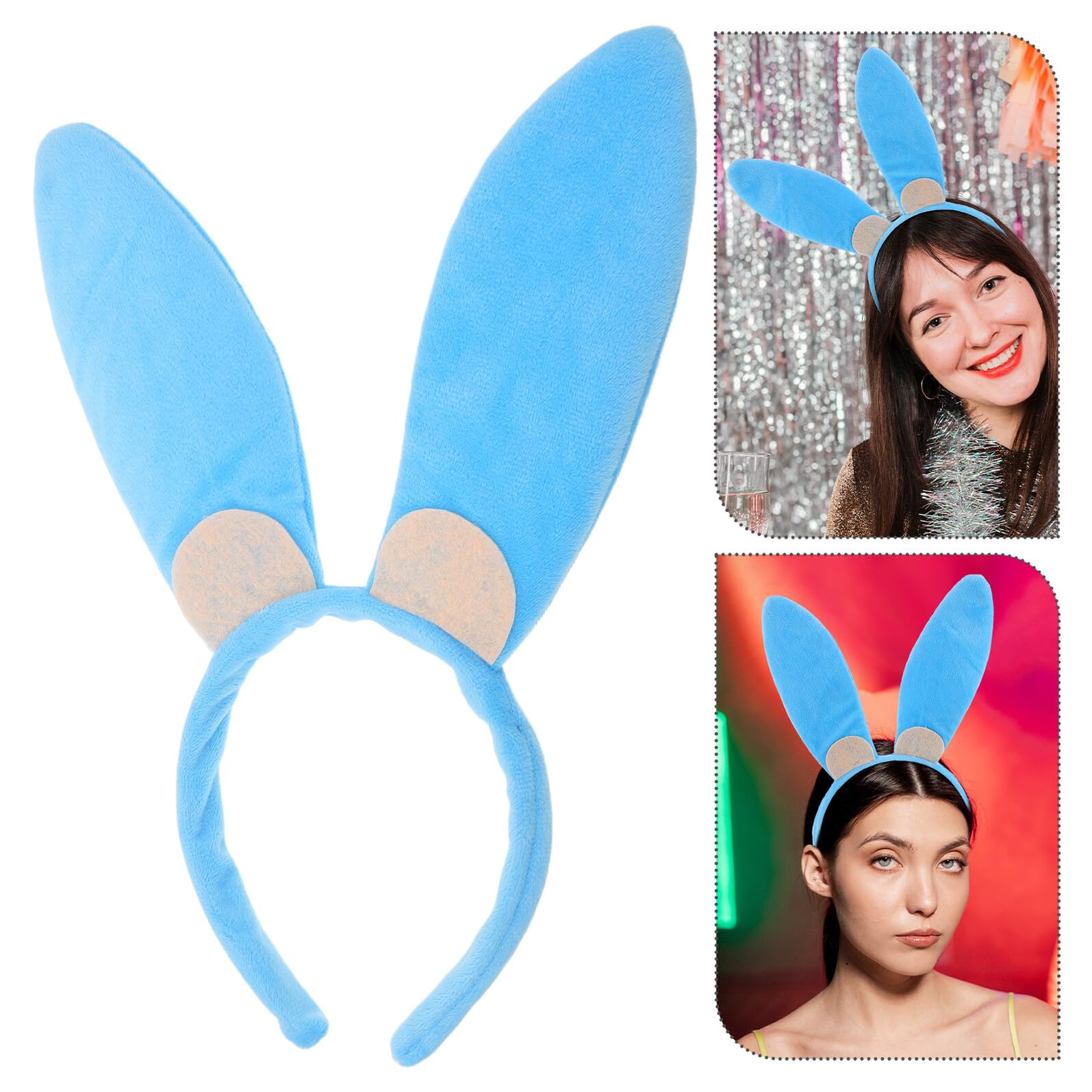 NUOBESTY Serrage-Tête Oreilles de Lapin Bleu pour Fête et Cosplay Accessoire Léger et Confortable Bandeau Costume Lapin Mignon pour Halloween Anniversaires et Déguisements Adultes