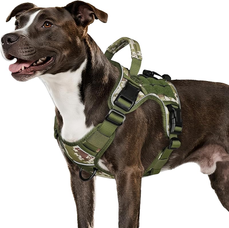 Peitoral Vest Tático para Cães Médios WINGOIN em Nylon 1000D com Faixa Refletiva DV01