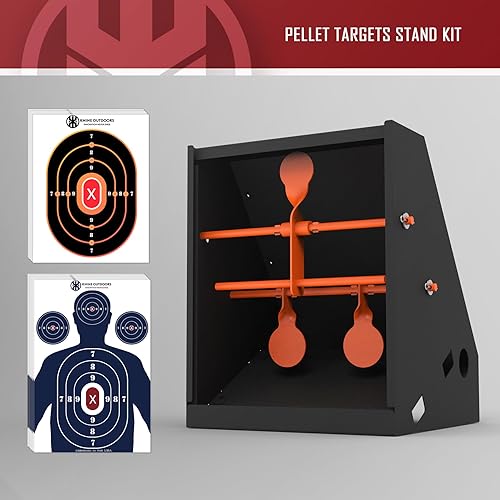Miniatura 3 de KNINE OUTDOORS Trampa de pellets con 20 objetivos de papel de diana de 7 x 9 pulgadas y objetivos de disparo giratorio para rifle de pistola de aire