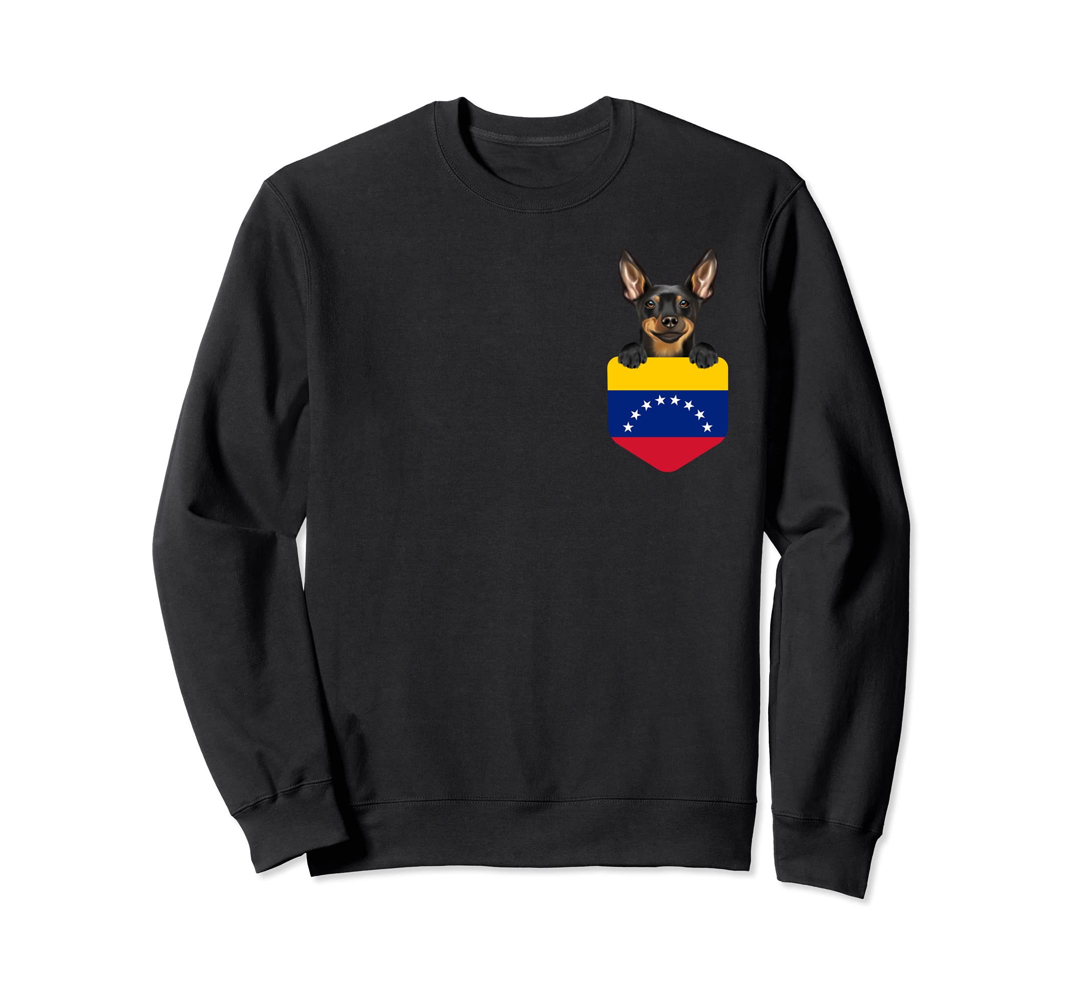 Venezuela Flag Miniature Pinscher Dog In Pocket Sweatshirt, Black