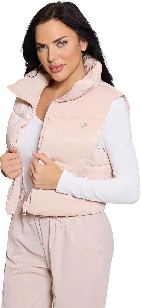 GUESS Women's Chris Sleeveless Puffer Crop Jacket