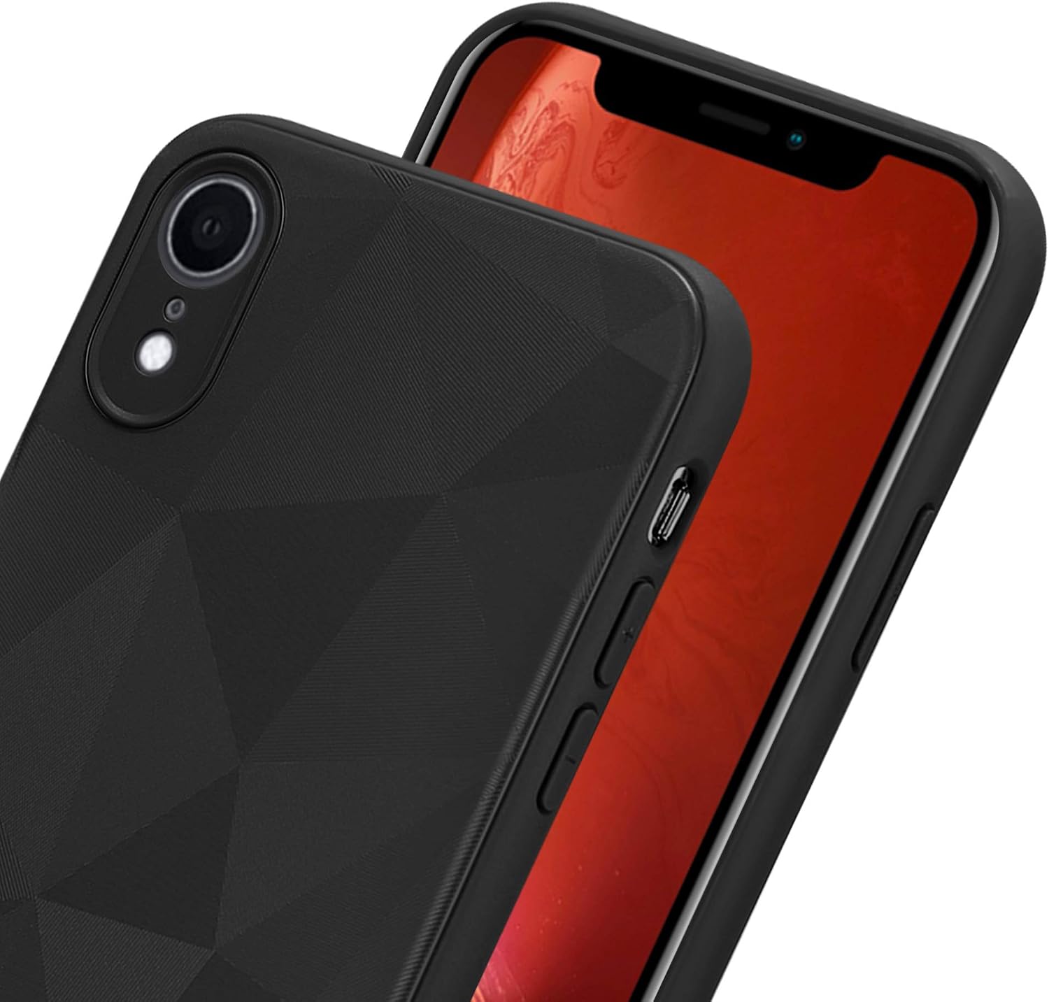 Kit Me Out World Abstract Series Case Designed for iPhone XR Case, Full Matte Slim Fit Flexible TPU Minimal Durable Protection Case Cover Abstract Triangles Design (Black)