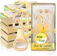 Vista 12 de 24 abrebotellas doradas con 65 abrebotellas para fiestas de cumpleaños 65, decoraciones de diamantes de imitación para bodas, aniversarios, regalos