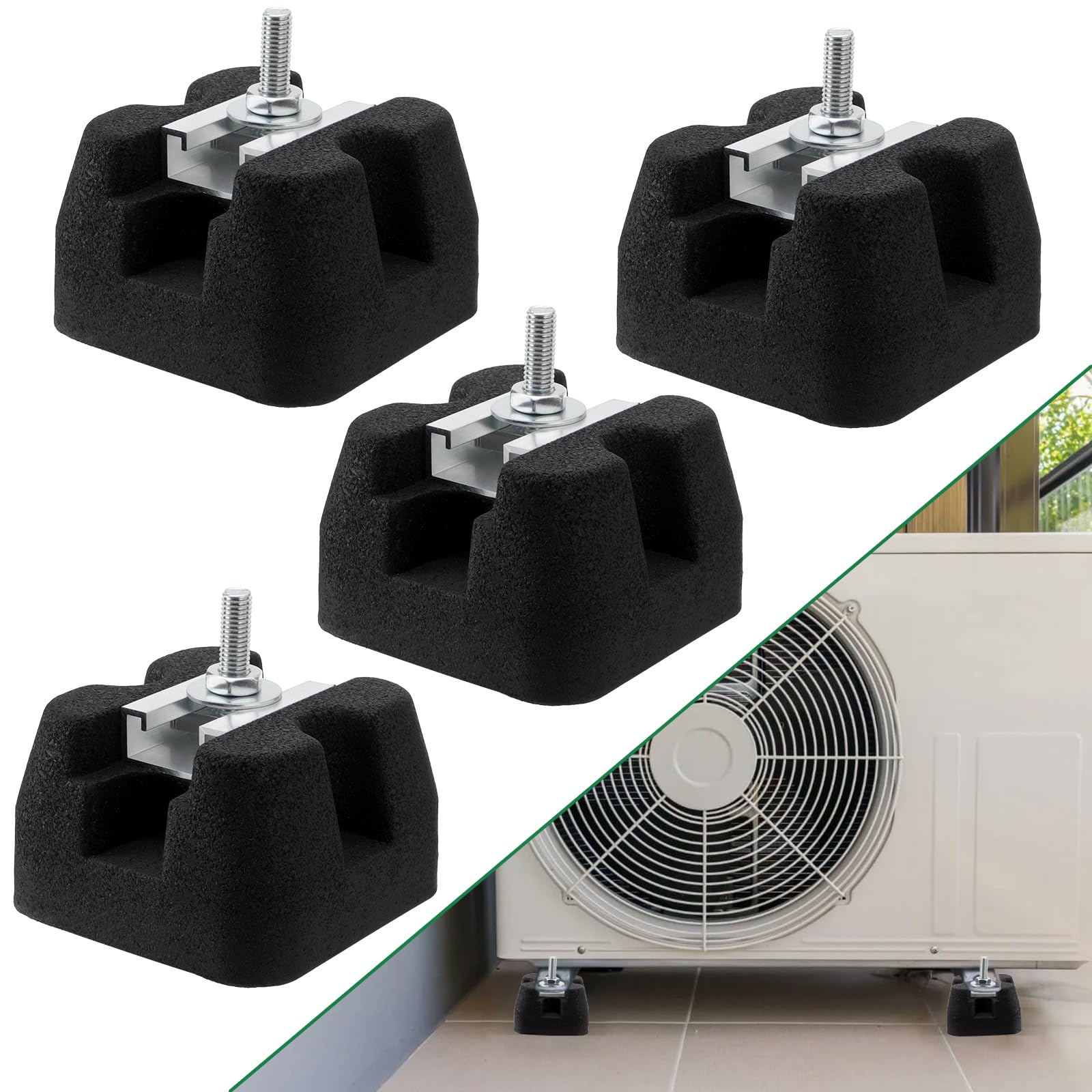 Pieds en caoutchouc anti-vibrations pour climatiseur de jardin et pompe à chaleur de terrasse
