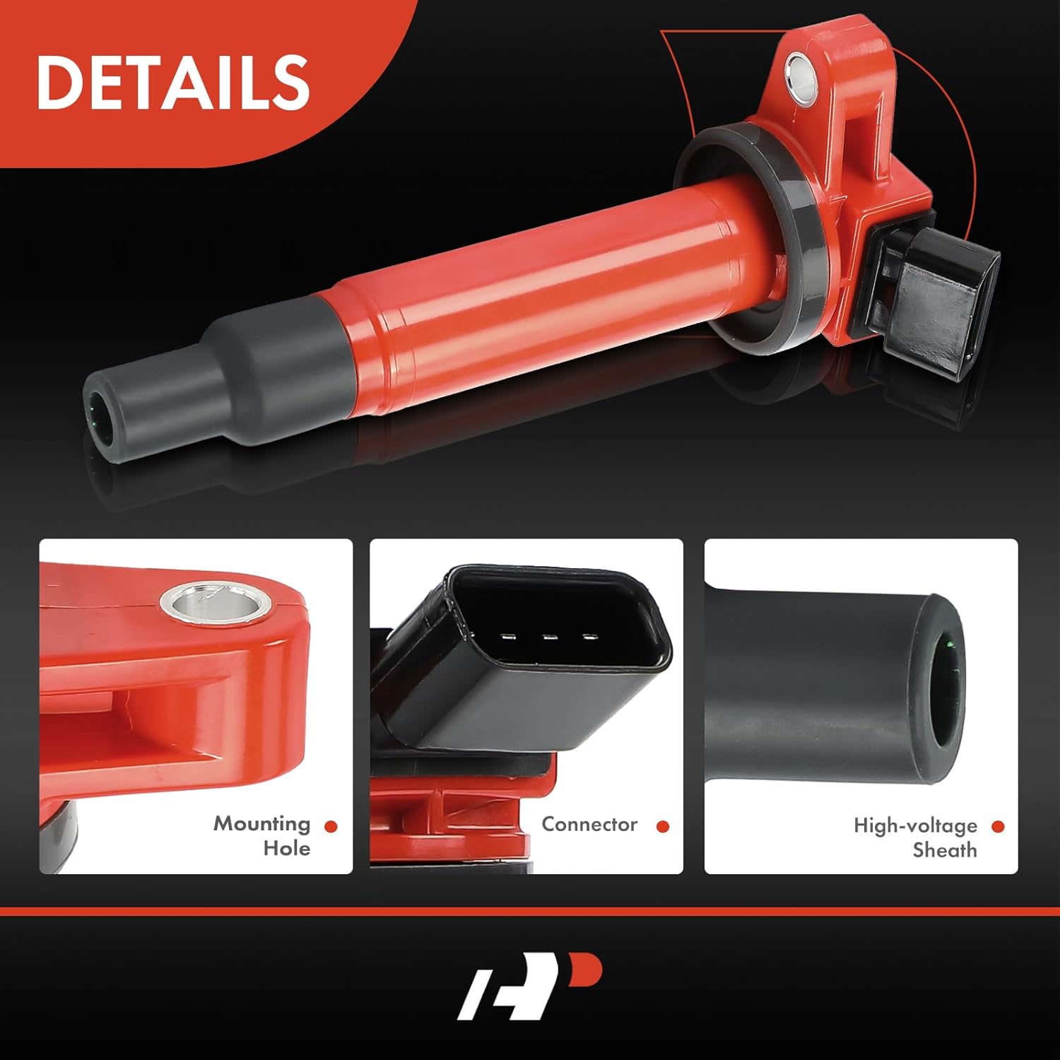 A-Premium (Red) Engine Ignition Coil Pack Compatible with Toyota Tundra 2000-2009, 4Runner 2003-2009, Sequoia 2001-2009, Land Cruiser 1998-2007 & Lexus GX470, GS430, LS430, LX470, SC430, 8-PC Set