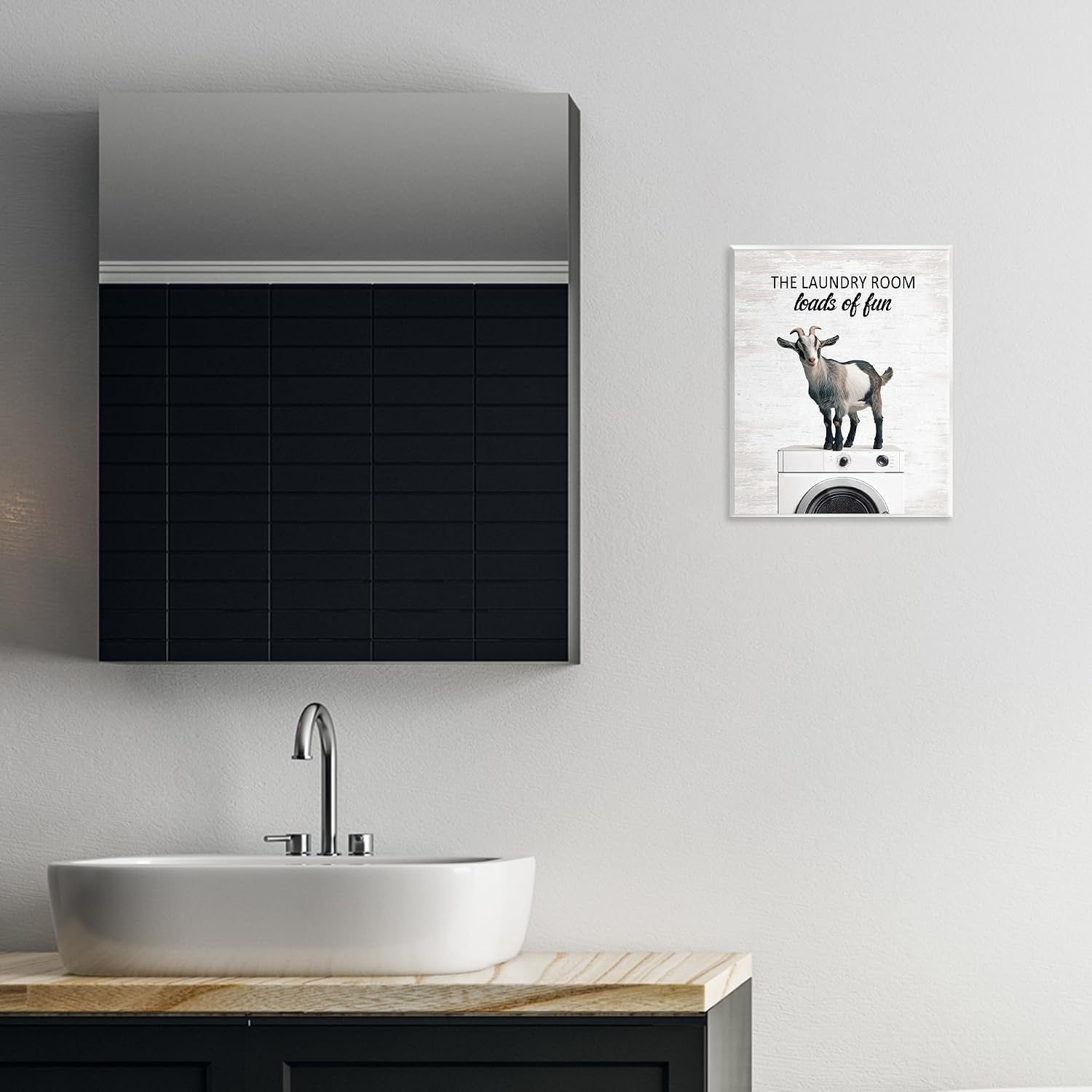 Stupell Industries Loads of Fun Laundry Goat Wall Plaque Art, design by Lettered and Lined, 11 x 14