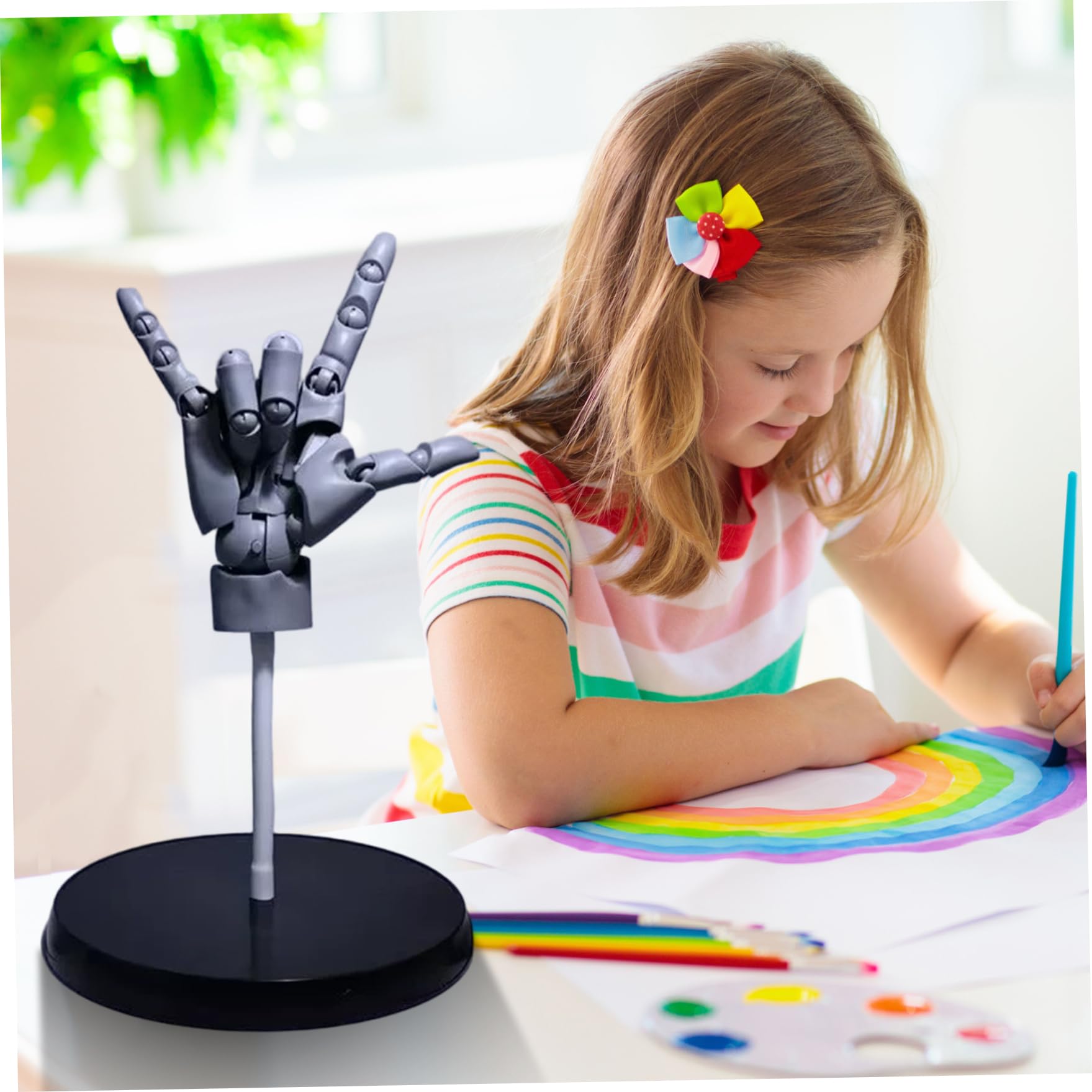 2 pièces modèle de main 1: 1 modèle de main articulée pour dessiner des mains mannequin articulées mobiles avec base pour dessiner, peindre, esquisser 14, 2 pouces (droite + gauche) fournitures d